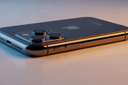 A close-up shot of a modern iPhone with capacitive buttons on its sleek design, set against a minimalist background showcasing vibrant colors and high-quality texture details, photorealistic, 4K, HDR, cinematic lighting, ultra detailed, award-winning photography, studio shot, vibrant colors.
