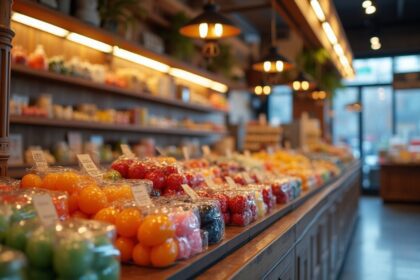 A neatly arranged display of various products with price tags, showcasing a range of items targeting different customer profiles, in a well-lit retail environment. photorealistic, 4K, HDR, cinematic lighting, ultra detailed, award-winning photography, studio shot, vibrant colors.