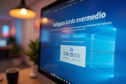 A close-up of a computer screen displaying a Google Cloud course registration page, with a prominent countdown timer and vibrant colors, set in a modern office environment, photorealistic, 4K, HDR, ultra detailed, studio shot, award-winning photography.